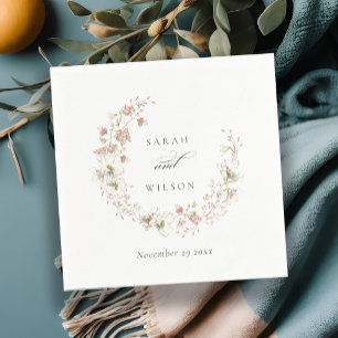 Blush White Rustic Meadow Floral Wreath Wedding Servet