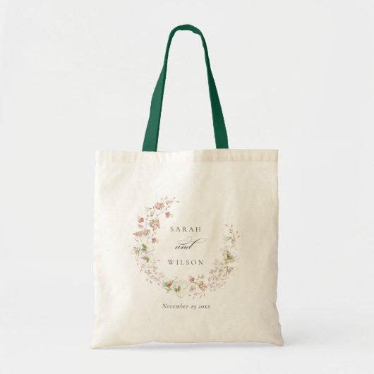 Blush White Rustic Meadow Floral Wreath Wedding Tote Bag (Voorkant)