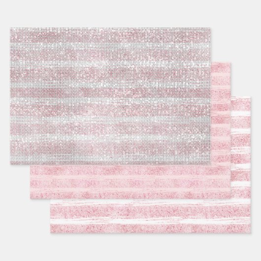 Blush White Sparkle Verjaardag Inpakpapier Vel (Set)