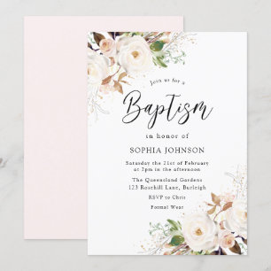 Blush White Winter Forest Baptisme Kaart