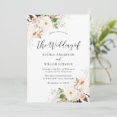 Blush White Winter Forest Wedding Invitation Kaart (Staand voorkant)