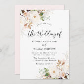 Blush White Winter Forest Wedding Invitation Kaart (Voorkant / Achterkant)