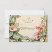 Blush Wijnstok Bruiloft RSVP Kaartje (Voorkant)