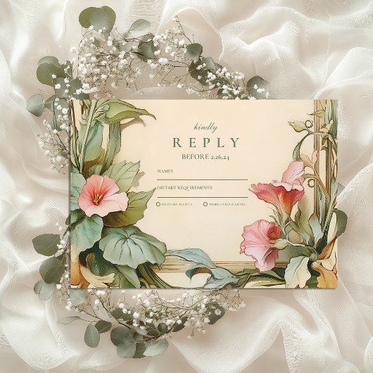 Blush Wijnstok Bruiloft RSVP Kaartje