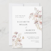 Blush Wildflower Boho Garden Wedding Save the Date (Devant)