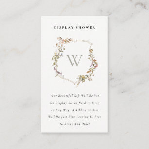 Blush Wildflower Crest Display Douche Baby shower Informatiekaartje