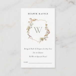 Blush Wildflower Crest Luier Raffle Baby shower Informatiekaartje