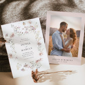 Blush Wildflower Elegant Serif Wedding Invitation