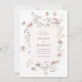 Blush Wildflower Elegant Serif Wedding Invitation (Devant)