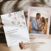 Blush Wildflower Minimal Boho Wedding Invitation