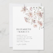 Blush Wildflower Minimal Boho Wedding Invitation Kaart (Voorkant)