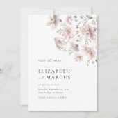 Blush Wildflower Minimal Wedding Save the Date (Voorkant)