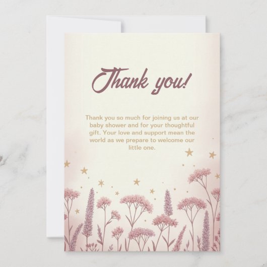 Blush Wildflower Rustiek Baby shower Bedankt Card Kaart (Voorkant)