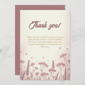 Blush Wildflower Rustiek Baby shower Bedankt Card Kaart (Voorkant / Achterkant)