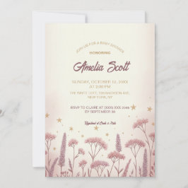 Blush Wildflower Rustiek Baby shower Uitnodiging