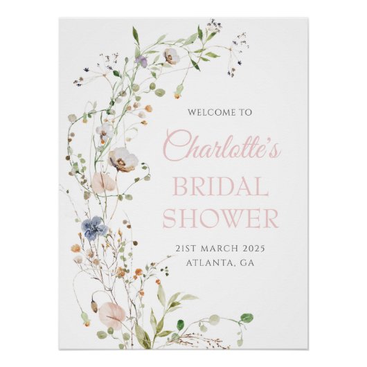 Blush Wildflowers Vrijgezellenfeest Welkom Perfect Poster (Voorkant)