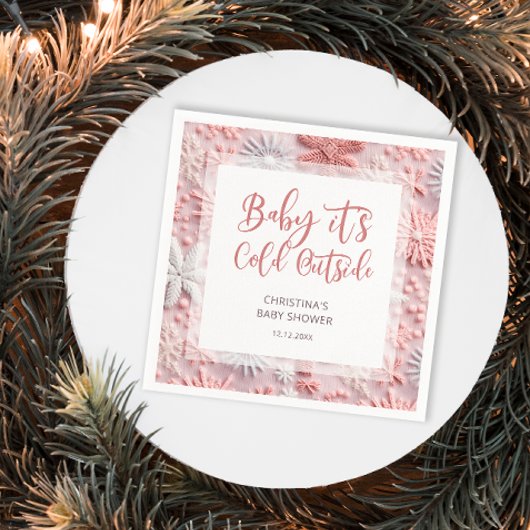 Blush Winter Kerst Baby shower servetten
