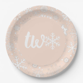 Blush Winter Tweede verjaardag Snowflake Twee Bord