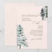 Blush Winter Woodland bruiloft uitnodiging (Voorkant / Achterkant)