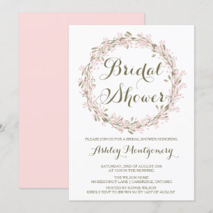 Blush Winter Wreath Bridal Shower Kaart