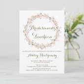 Blush Winter Wreath Bridesmaids Luncheon Invite Kaart (Staand voorkant)