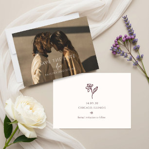 Blush Wit Volledige Bloemrijke Trouwfoto Save The Date