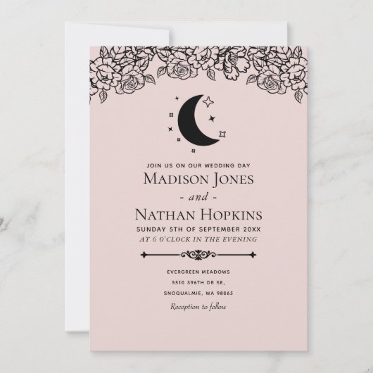 Blush Witchy Gothic Elegant Mariage de carte Tarot (Devant)
