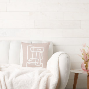 Blush + Witte Abstracte in elkaar grijpende vormen Kussen