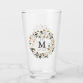 Blush & Witte Magnolia Waterverf krans Monogram Glas (Achterkant)