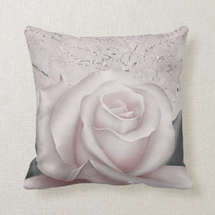 Blush Witte Roos Glam Modern Marmer Shabby Chic Kussen
