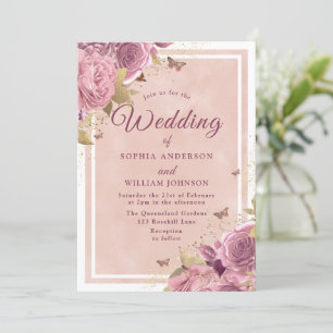 Blush Wonderland: Prachtige blush Floral Wedding Kaart
