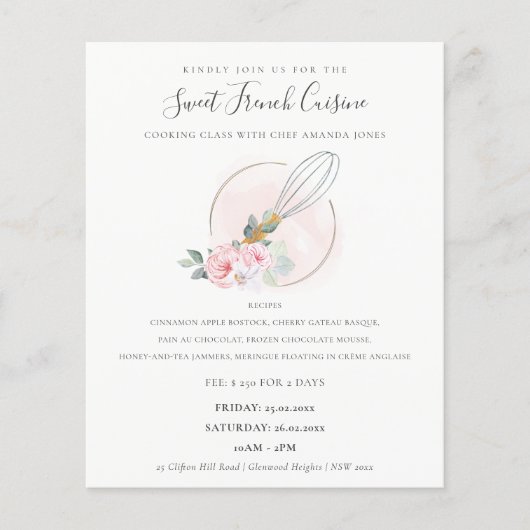 Blush Wooden Floral bakkerij Koekklasse Flyer (Voorkant)