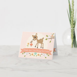 BLUSH WOODLAND DEER BABY SHOWER CARTE DE REMERCIEM