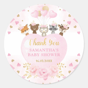 Blush Woodland Valentijnse SweeBaby Girl Ronde Sticker