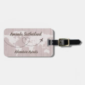 Blush Word Map-avontuur wachten op aangepaste naam Bagagelabel (Voorkant horizontaal)
