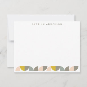 Blush Yellow and Grey Geometric Personalized Flat Notitiekaartje