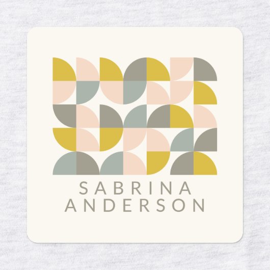 Blush Yellow and Grey Geometric Personalized Labels (Design 2)