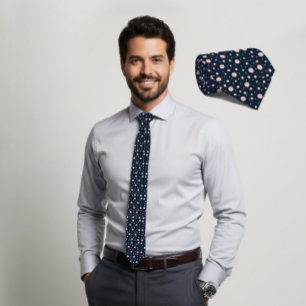Blush Zeshoekige Geometrische Navy Das