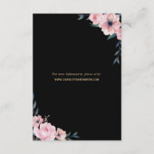 Blush Zwart Goud Bloemen Huwelijk Informatiekaartje (Achterkant)