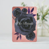 Blush Zwart Roos Gothic Bruiloft Details Kaart (Staand voorkant)