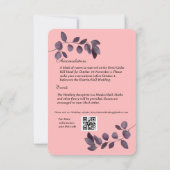 Blush Zwart Roos Gothic Bruiloft Details Kaart (Achterkant)