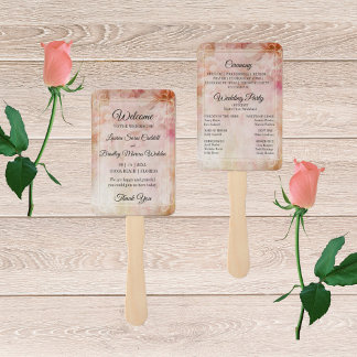 Blushed Floral Vintage Trouwprogramma Handwaaier