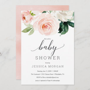 Blushing Blooms Baby shower Invitation Kaart