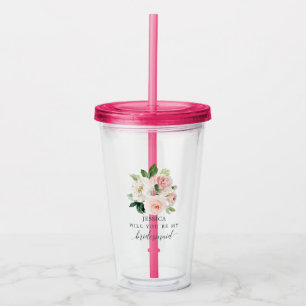 Blushing Blooms Bridesmaid Voorstel Acryl Drinkbeker