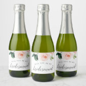 Blushing Blooms Bruidsmeisje voorstel labels Sparkling Wijnetiket (Flessen)