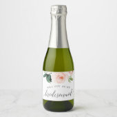 Blushing Blooms Bruidsmeisje voorstel labels Sparkling Wijnetiket (Voorkant)