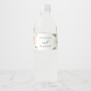 Blushing Blooms Bruiloft Water Fles Label Waterfles Etiket
