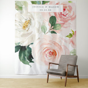 Blushing Blooms Large Weduwen Backdrop Foto Booth Wandkleed