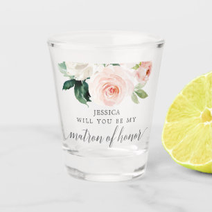 Blushing Blooms Matron of Honor proposal ShotGlass Shot Glas
