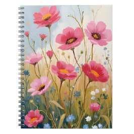 Blushing Blooms | Pink Flower Meadow Floral Notitieboek